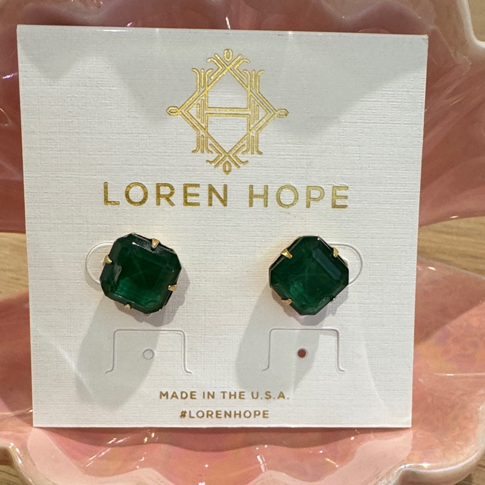 Loren Hope Sophia Stud Green Earrings | NWT